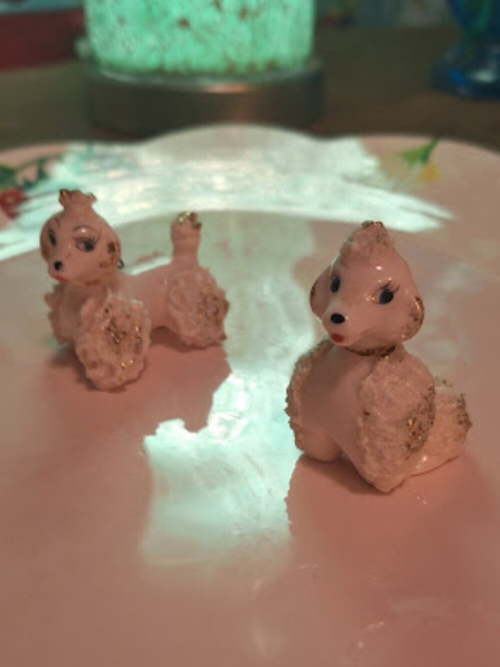 Mid-Century Modern Pink Glass Spaghetti Poodles